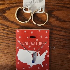 Kohl's Silver Necklace and Gold Hoop Earrings Set